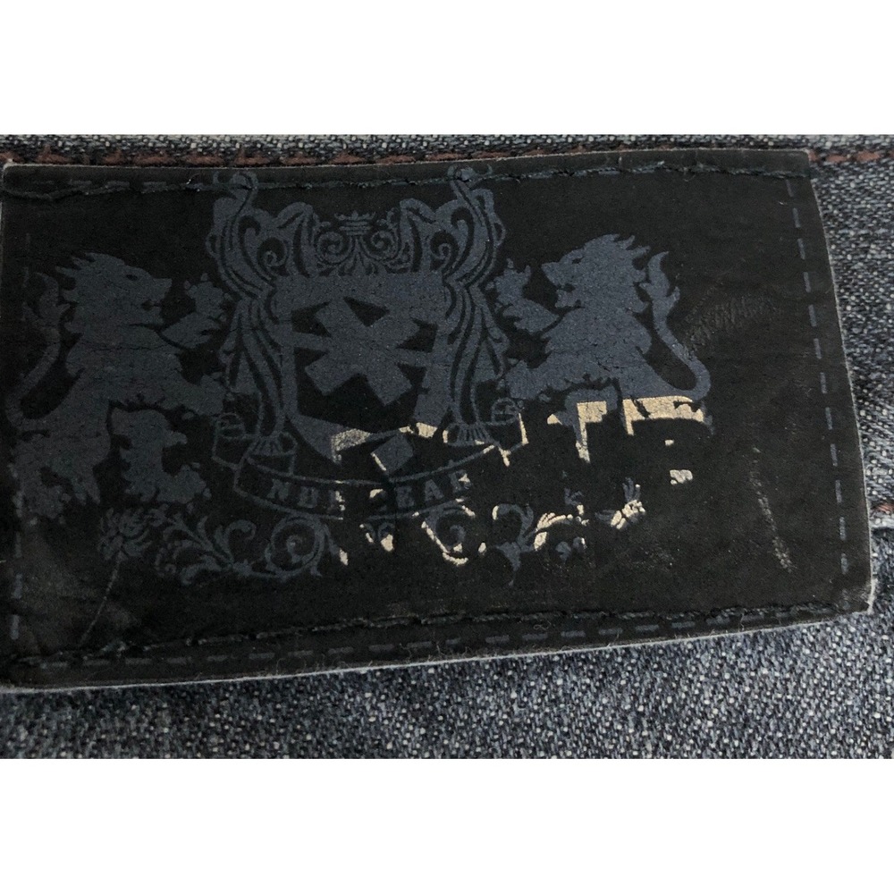 NBN Gear Mens‎ 46x32 Dark Blue Relaxed Wide Leg Raw Hem Denim Jeans Big and Tall - Picture 10 of 12